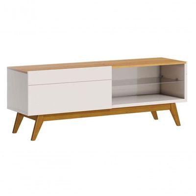 Rack Com Painel Classic 1g 1.4 Nature Com Off White - Imcal Móveis