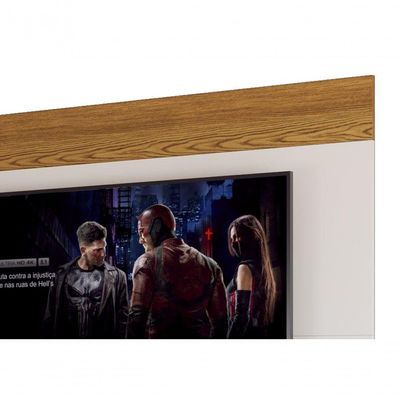 Painel Para Tv Life 1.8 Off White Com Freijó - Móveisaqui