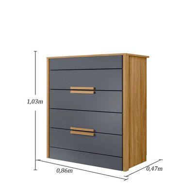 Comoda Dhara Quarto 4 Portas Freijo Com Off White - Moval