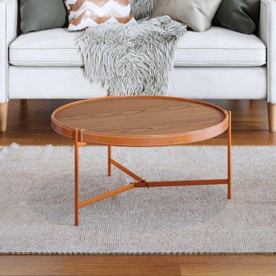 Mesa De Centro Aqua 71 Freijo Com Cobre - Imcal Moveis