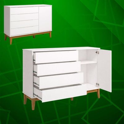 Comoda Sapateira Elfe Classic 1 Porta 4 Gavetas Branco Fosco - Moveisaqui