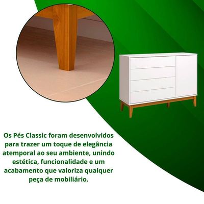 Comoda Sapateira Elfe Classic 1 Porta 4 Gavetas Branco Fosco - Moveisaqui