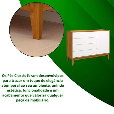 Comoda Sapateira Elfe Classic 1 Porta 4 Gavetas Branco Fosco Com Savana - Moveisaqui