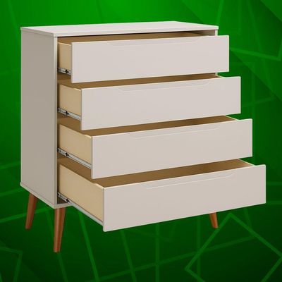 Comoda Gaveteira Elfe Retro 4 Gavetas Areia Fosco - Moveisaqui