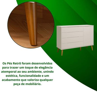 Comoda Sapateira Elfe Classic 1 Porta 4 Gavetas Areia Fosco - Moveisaqui