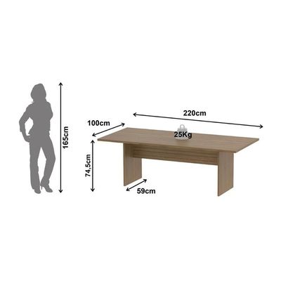 Mesa De Escritório Reunião 220cm Multimóveis Cr25336 Amêndoa