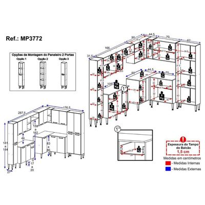 Armário Cozinha Modulada Completa De Canto 464cm Pequim Pop Multimóveis Mp3772 Branco-lacca Fumê