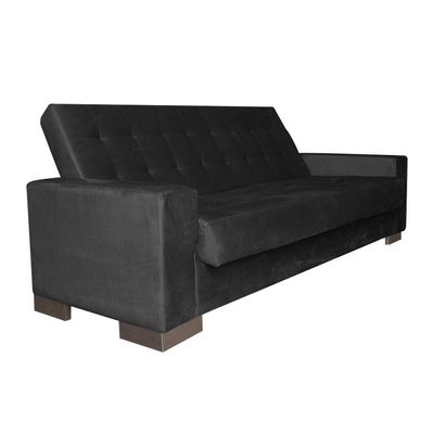 Sofá Cama 2 Lugares para Sala de Estar Lisboa Suede Preto