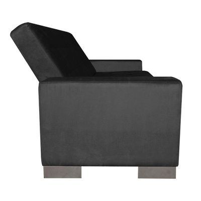Sofá Cama 2 Lugares para Sala de Estar Lisboa Suede Preto