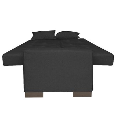 Sofá Cama 2 Lugares para Sala de Estar Lisboa Suede Preto
