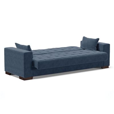 Sofá Cama 2 Lugares Para Sala De Estar Suede Azul Marinho