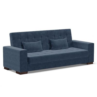 Sofá Cama 2 Lugares Para Sala De Estar Suede Azul Marinho