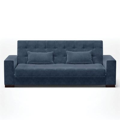 Sofá Cama 2 Lugares Para Sala De Estar Suede Azul Marinho