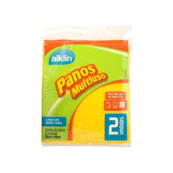 Pano de Limpeza Alklin Amarelo com 2 Peças 36x40cm