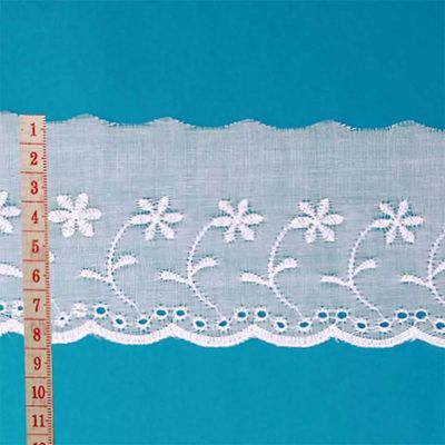 Bordado Inglês de Poliéster Nybc CTL107 7,5cm com 13,70m Branco