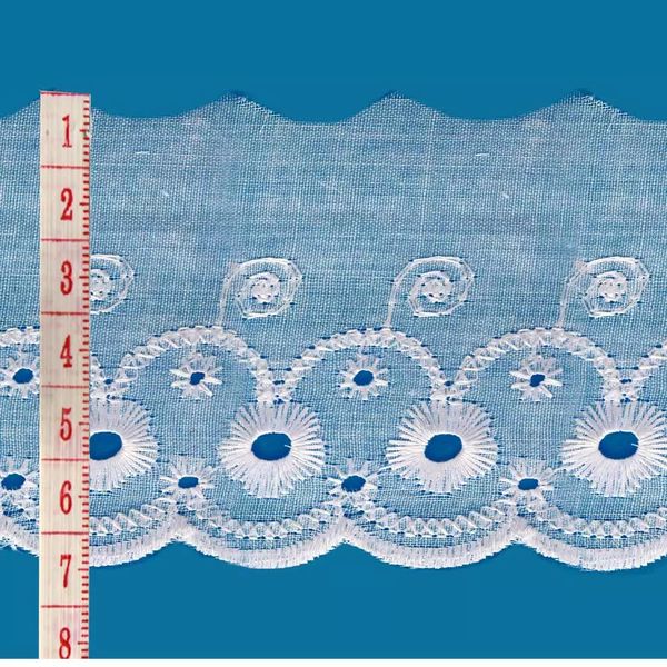 Bordado Inglês de Poliéster Nybc CTL 483 7,5cm com 13,70m Branco Bordado Inglês de Poliéster Nybc CTL 483 7,5cm com 13,70m Branco