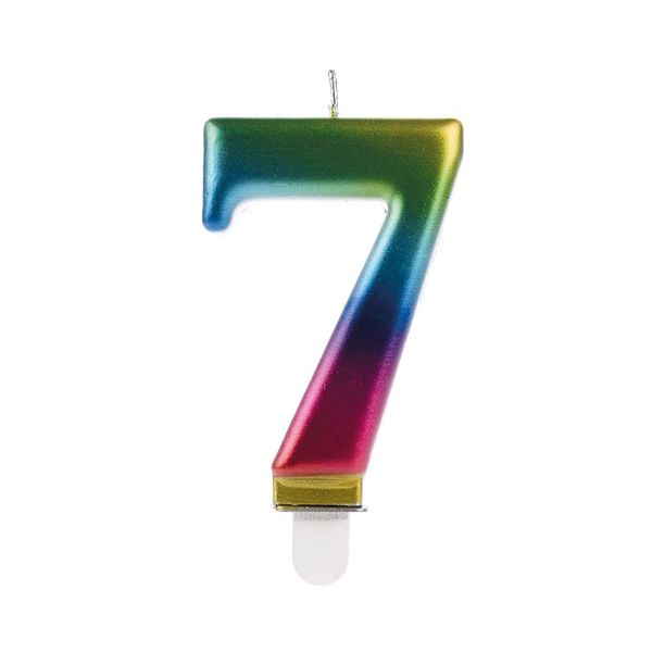 Vela de Aniversário Wave Silver Colorida Número 7
