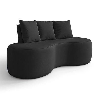Sofá 2 Lugares Orgânico 160cm Com Almofadas Benin Sintético Pu Preto B03 - D'rossi