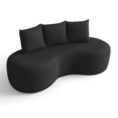 Sofá 2 Lugares Orgânico 160cm Com Almofadas Benin Sintético Pu Preto B03 - D'rossi