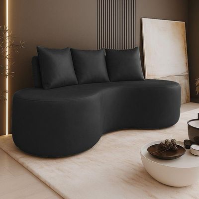 Sofá 2 Lugares Orgânico 160cm Com Almofadas Benin Sintético Pu Preto B03 - D'rossi