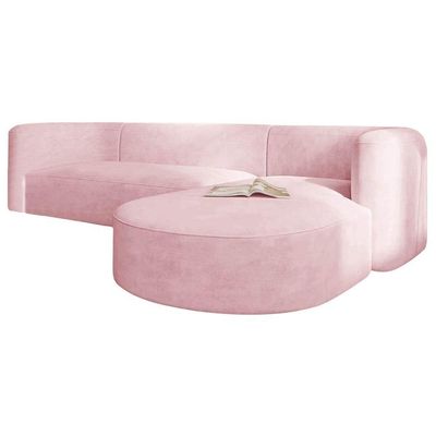 Sofá Modular Celinne Luxuoso Sala De Estar Decoração Luxo 265cm Suede Rosa Bebê