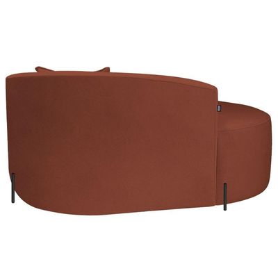 Divã Recamier Curvo Sala De Estar Recepção Inglaterra 150cm Pés Metal Preto Esquerdo Bouclé Terracota