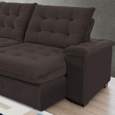 Sofá 4 Lugares Coliseu 2.60m Retrátil E Reclinável Super Pillow - Marrom