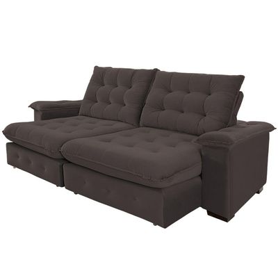 Sofá 4 Lugares Coliseu 2.60m Retrátil E Reclinável Super Pillow - Marrom