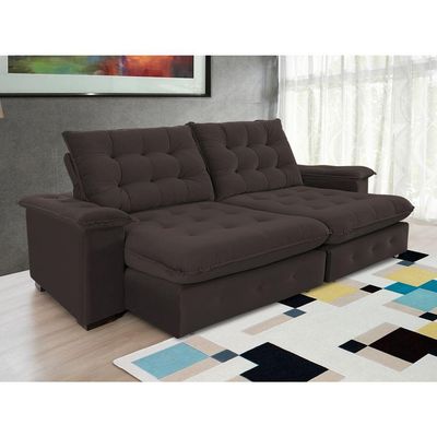 Sofá 4 Lugares Coliseu 2.60m Retrátil E Reclinável Super Pillow - Marrom