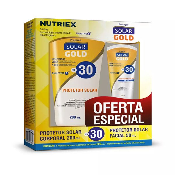 Kit Nutriex com Protetor Solar Corporal FPS 30 200ml + Protetor Facial FPS 30 50ml Kit Nutriex com Protetor Solar Corporal FPS 30 200ml + Protetor Facial FPS 30 50ml