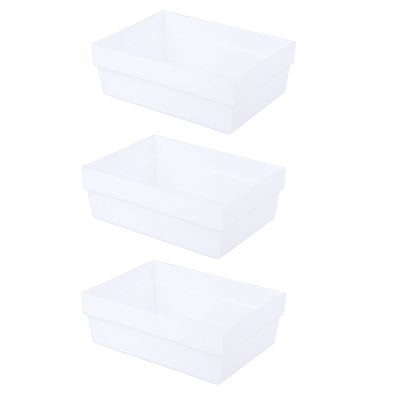 Kit Organizador de Gavetas Cazza Block Branco 3 Peças Tamanho M