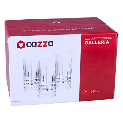 Jogo de Copos Cazza Gala em Vidro 6 Peças 260ml