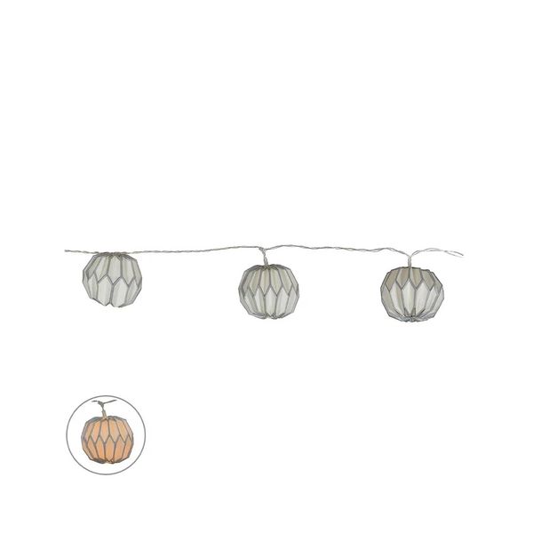 Cordão Luminoso Led 10 Bola Branco Ambar com Pilha 1,35m