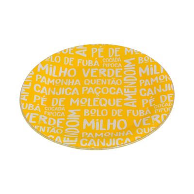Prato para Refeição Le de Vidro Amarelo 24cm
