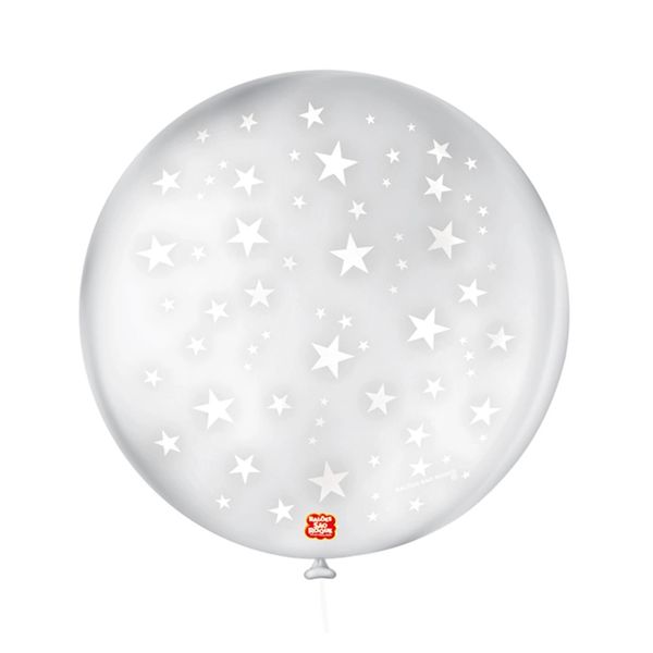 Balão São Roque Estrela Número 5 Cristal com Branco com 15 Unidades