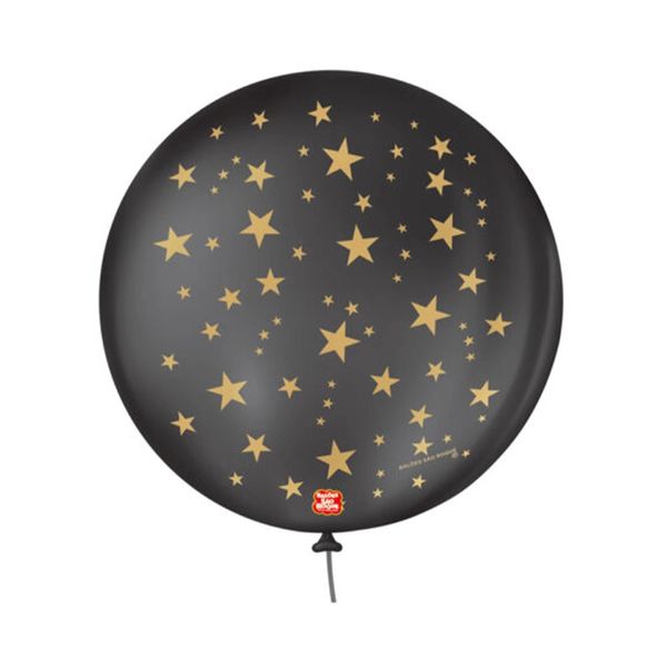 Balão São Roque Estrela Número 5 Preto com Dourado com 15 Unidades
