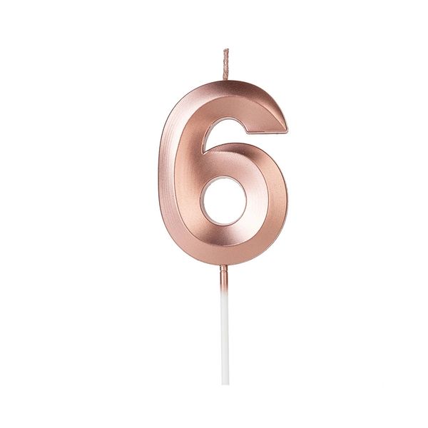 Vela Silver Rosé Gold Perolada Número 6