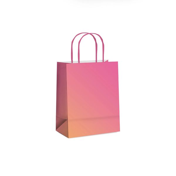 Sacola Papel Cromus Degradê Rosa P 21,5cmx15cmx8cm