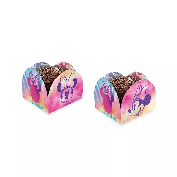 Porta Forminha de Papel Minnie Tie Dye com 50 Unidades