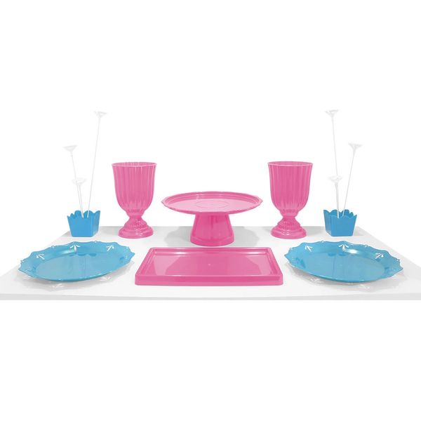 Kit Festa Produfest Chá Revelação com 8 Peças Azul e Rosa