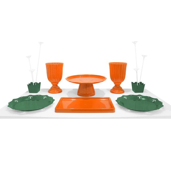 Kit Festa Produfest Dinossauro com 8 Peças Laranja e Verde