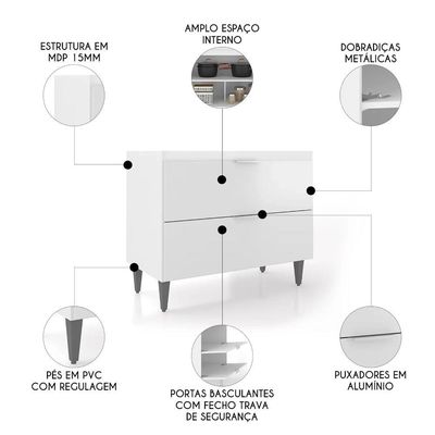 Balcão Para Pia 100cm Sem Tampo Pérola Z34 Branco - Mpozenato