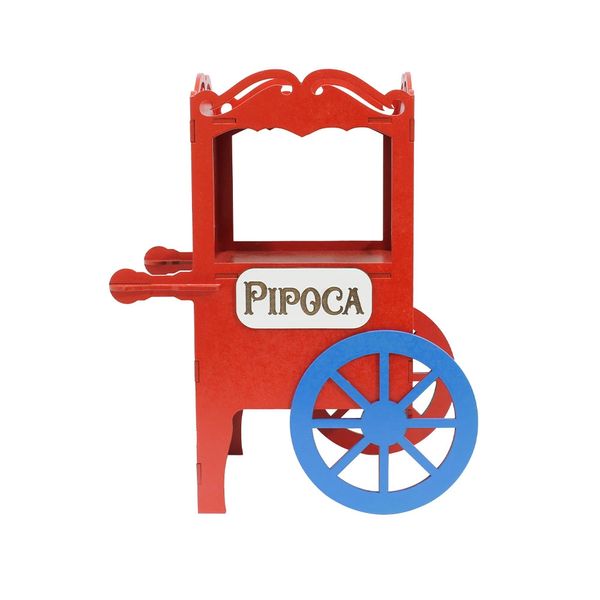 Carrinho de Pipoca 3D Decorativo de Mesa Tema Circo Produfest MDF Vermelho