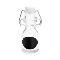 Garrafa de Vidro Incolor 65ml com Fecho Hermético e Lousa com 6 unidades para Lembrancinhas