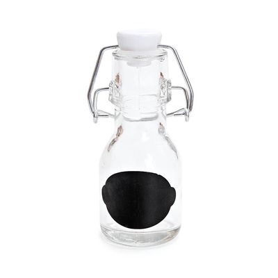 Garrafa de Vidro Incolor 65ml com Fecho Hermético e Lousa com 6 unidades para Lembrancinhas