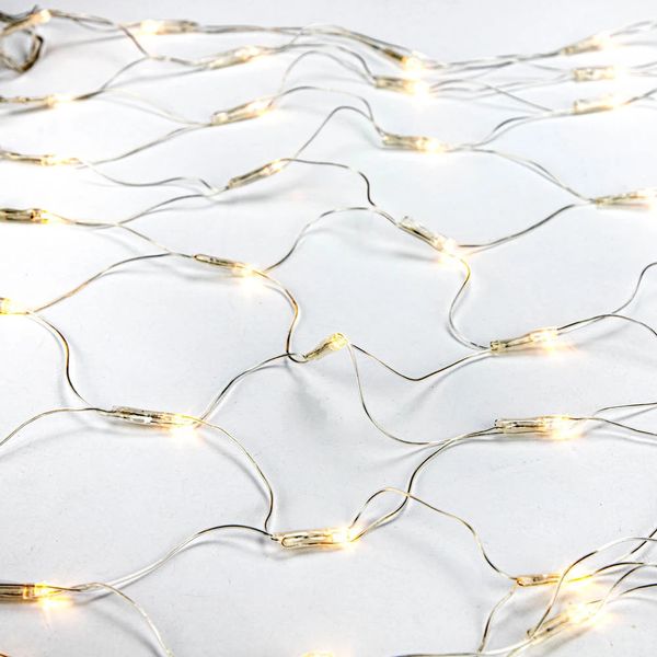 Rede Led D&A 96 Lâmpadas 127V 8 Funções Fio de PVC 96cm Branco Quente