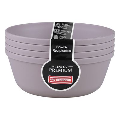 Conjunto de 4 Bowls 450ml BO0103 São Bernardo Cinza