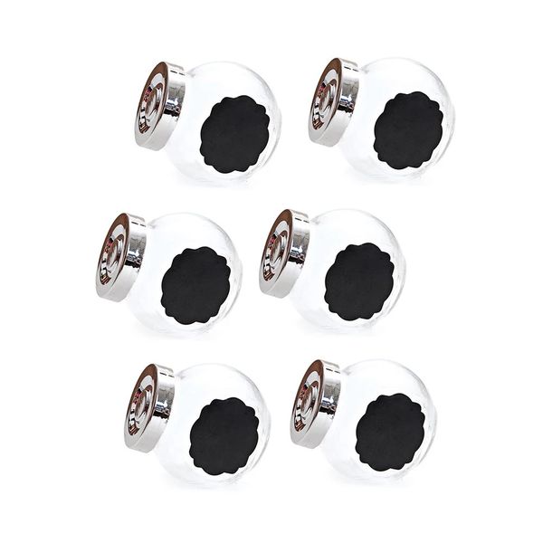 Pote Redondo de Vidro para Lembrancinhas Transparente 180ml com Tampa e Lousa 6 Unidades