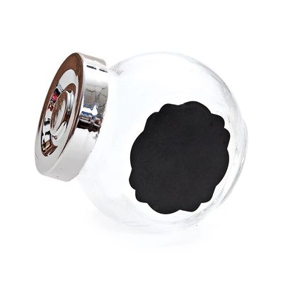 Pote Redondo de Vidro para Lembrancinhas Transparente 180ml com Tampa e Lousa 6 Unidades