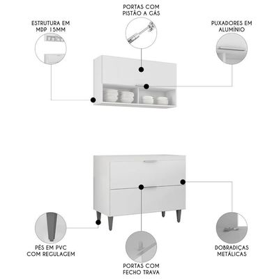 Armário De Cozinha Cp01 Para Pia 100cm Pérola Z34 Branco - Mpozenato